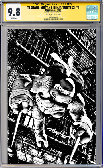 TEENAGE MUTANT NINJA TURTLES #1 Mike Mayhew Studio Variant Cover C B&W Variant Regular Sig CGC Yellow Label Guaranteed 9.8 Graded Slab