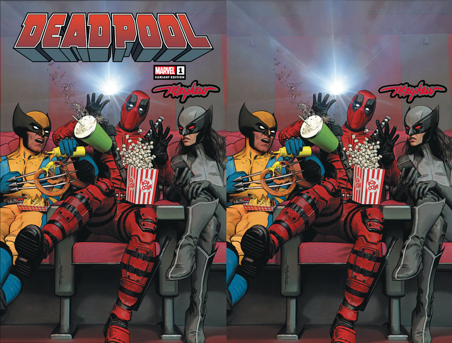 DEADPOOL #1 Mike Mayhew Studio Variant Cover A Trade Dress and B Virgin Glow Sig with COA