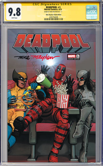 DEADPOOL #1 Mike Mayhew Studio Variant Cover A Trade Dress Regular Full Duo Sig  CGC Yellow Label 9.6 and Above Graded Slab