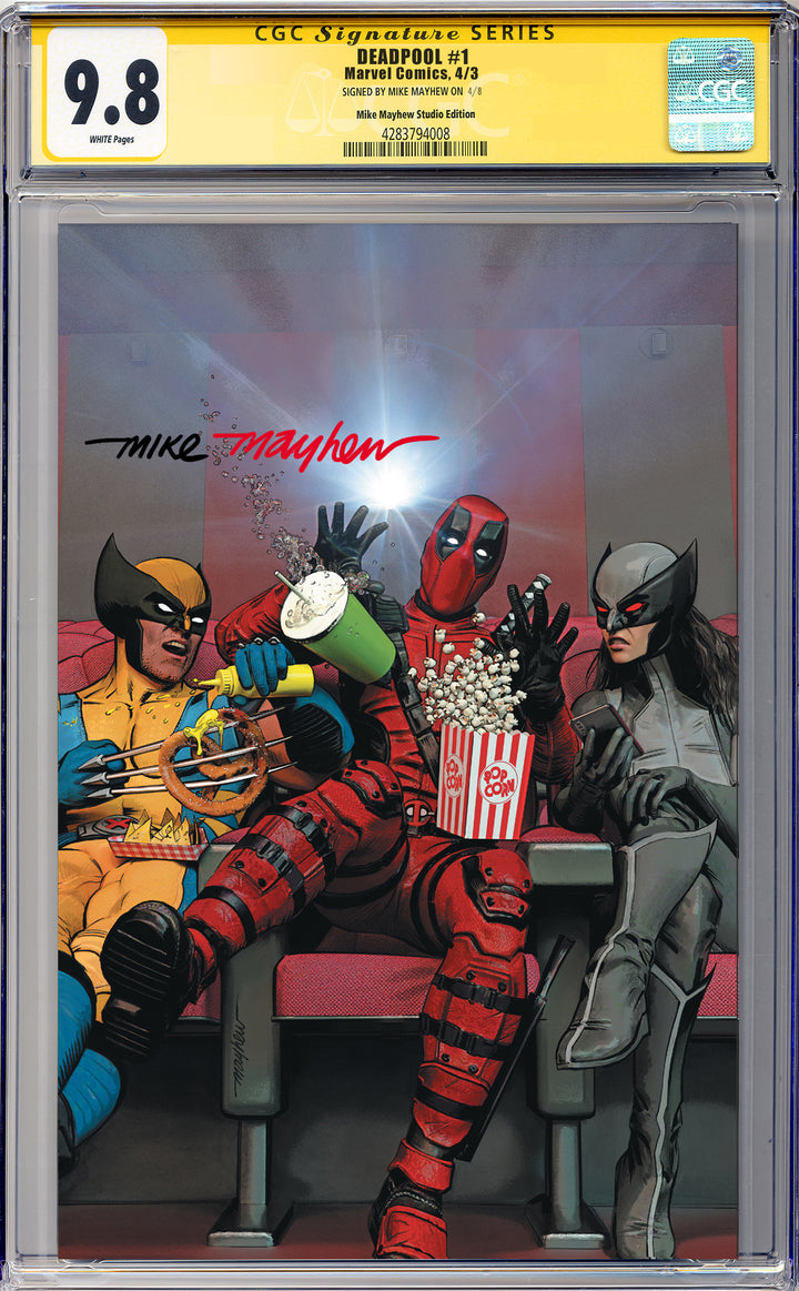 DEADPOOL #1 Mike Mayhew Studio Variant Cover B Virgin Full Duo Sig CGC Yellow Label Guaranteed 9.8 Graded Slab