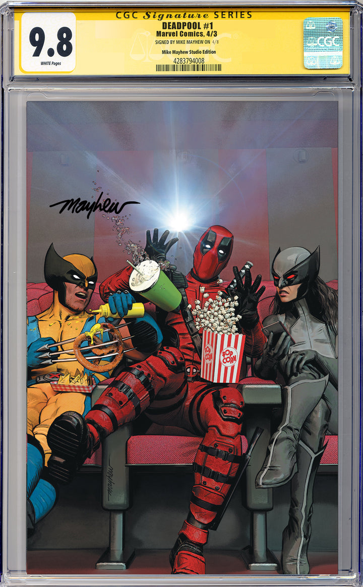 DEADPOOL #1 Mike Mayhew Studio Variant Cover B Virgin Regular Sig CGC Yellow Label Guaranteed 9.8 Graded Slab
