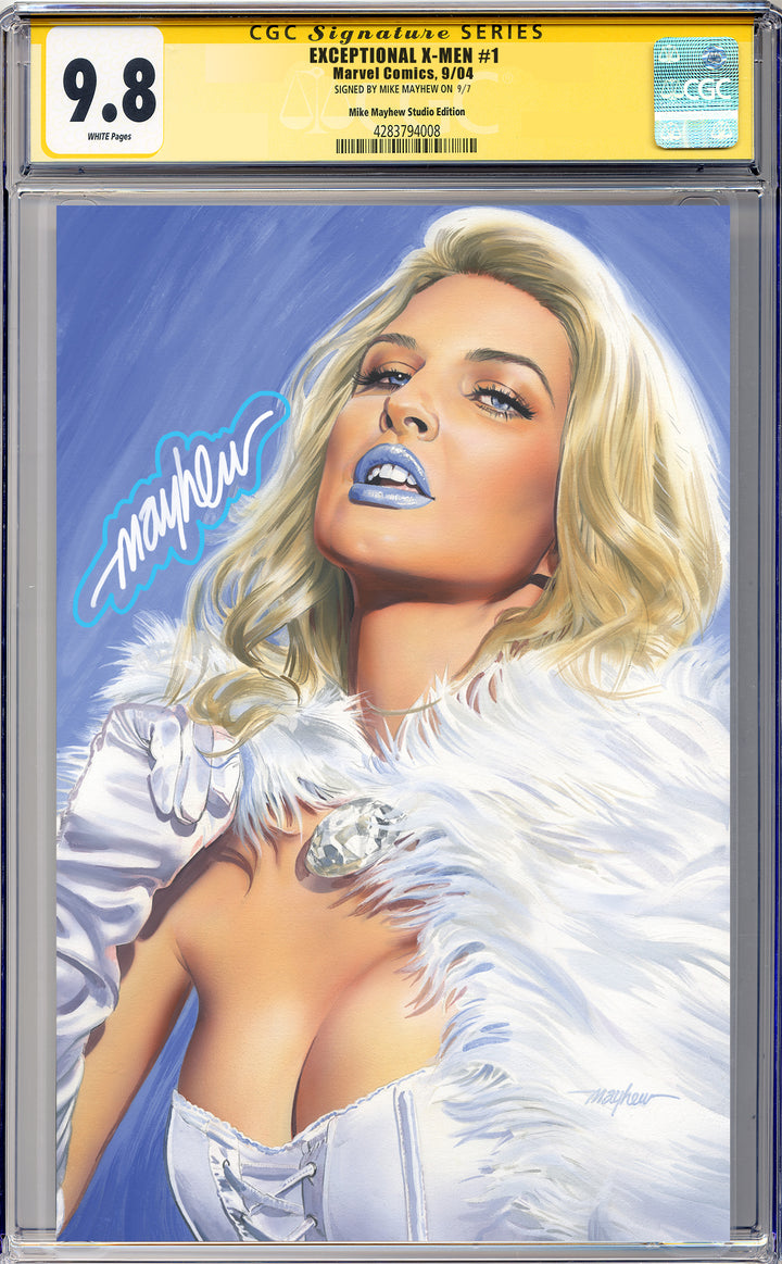 EXCEPTIONAL X-MEN #1 Mike Mayhew Studio Variant Cover B Virgin Glow Sig CGC Yellow Label Guaranteed 9.8 Graded Slab