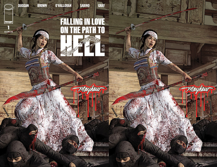 FALLING IN LOVE ON PATH TO HELL #1 Mike Mayhew Studio Cover A Trade Dress and B Virgin Glow Sig with COA