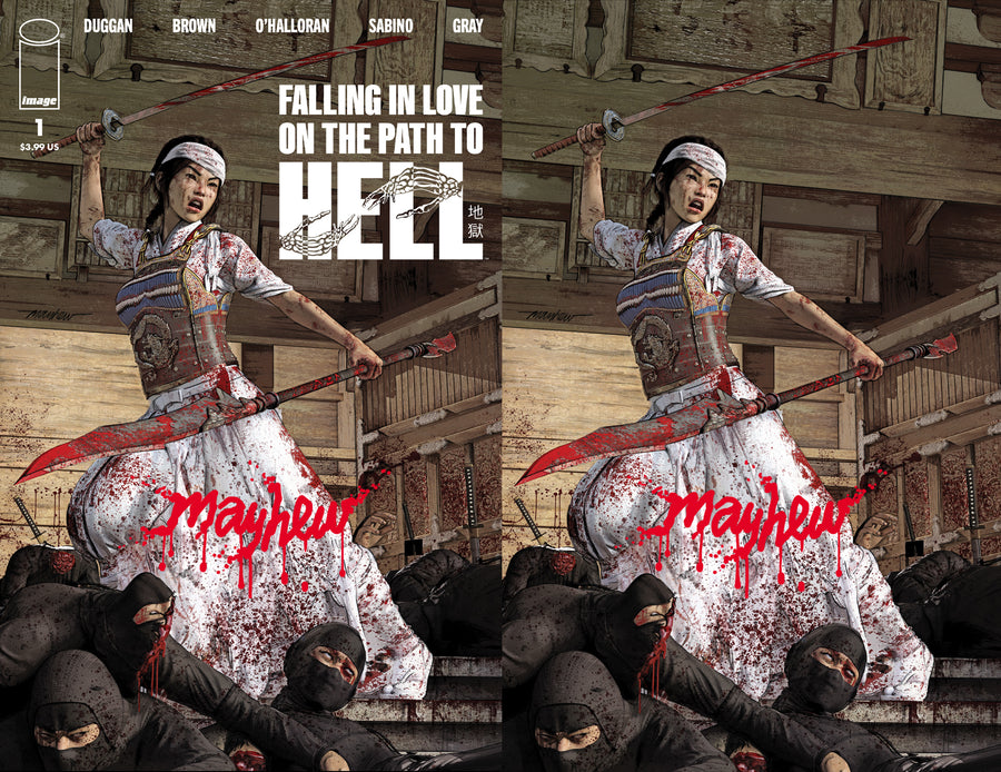 FALLING IN LOVE ON PATH TO HELL #1 Mike Mayhew Studio Cover A Trade Dress and B Virgin Massacre Sig with COA