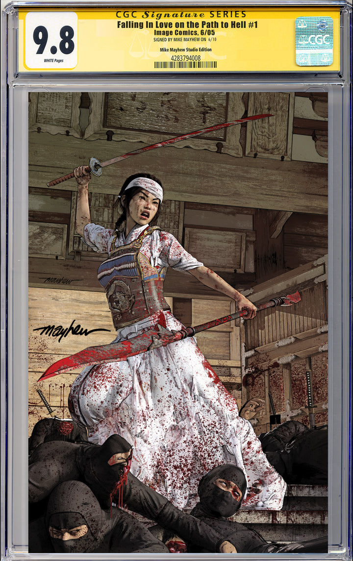 FALLING IN LOVE ON PATH TO HELL #1 Mike Mayhew Studio Cover B Virgin Regular Sig CGC Yellow Label Guaranteed 9.8 Graded Slab