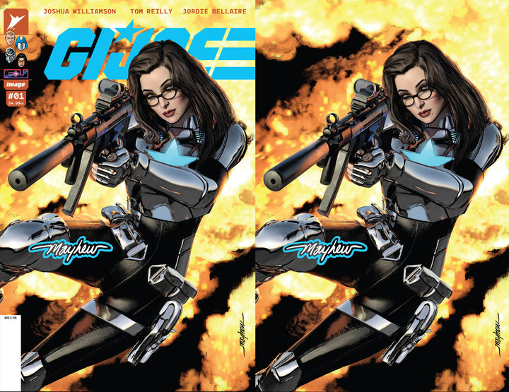 GI JOE #1 Mike Mayhew Studio Variant Cover A Trade Dress and B Virgin Glow Sig with COA
