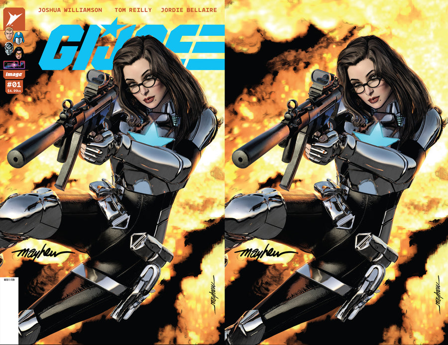 GI JOE #1 Mike Mayhew Studio Variant Cover A Trade Dress and B Virgin Signed with COA