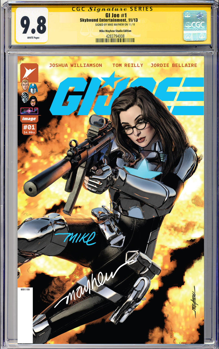 G.I. JOE #1 Mike Mayhew Studio Variant Cover A Trade Dress Full Duo Sig CGC Yellow Label Guaranteed 9.8 Graded Slab