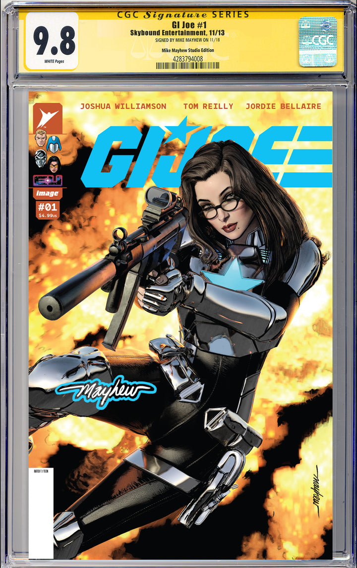G.I. JOE #1 Mike Mayhew Studio Variant Cover A Trade Dress Glow Sig CGC Yellow Label Guaranteed 9.8 Graded Slab