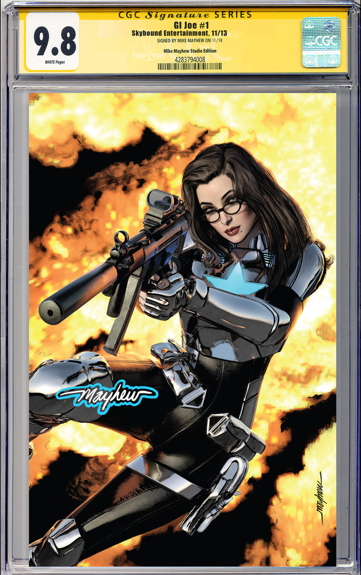 G.I. JOE #1 Mike Mayhew Studio Variant Cover B Virgin Glow Sig CGC Yellow Label Guaranteed 9.8 Graded Slab