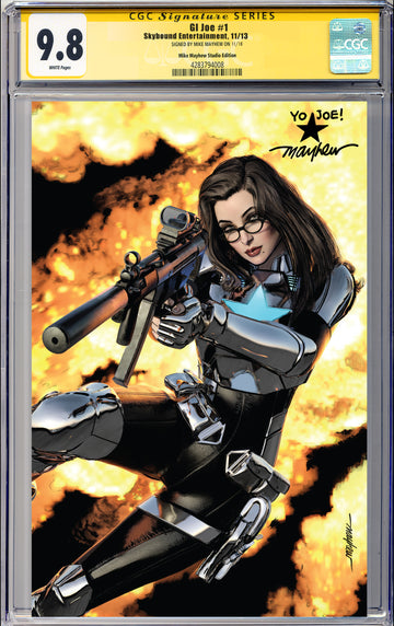 GI JOE #1 Mike Mayhew Studio Variant Cover B Virgin Yo Joe Sig CGC Yellow Label Guaranteed 9.8 Graded Slab