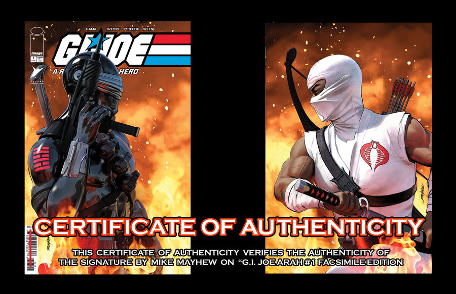G.I. JOE: A REAL AMERICAN #1 Facsimile Edition Mike Mayhew Studio Set of Cover A and B FULL DUO with COA
