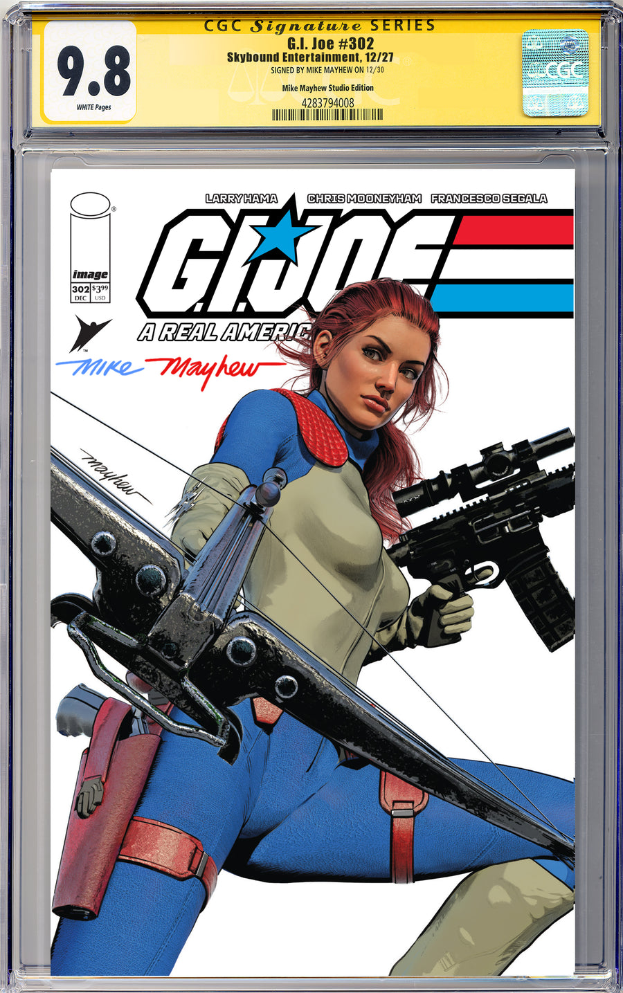 G.I. JOE: A REAL AMERICAN HERO #302 Mike Mayhew Studio Variant Cover A Trade Dress Full Duo Sig CGC Yellow Label 9.6 and Above Graded Slab