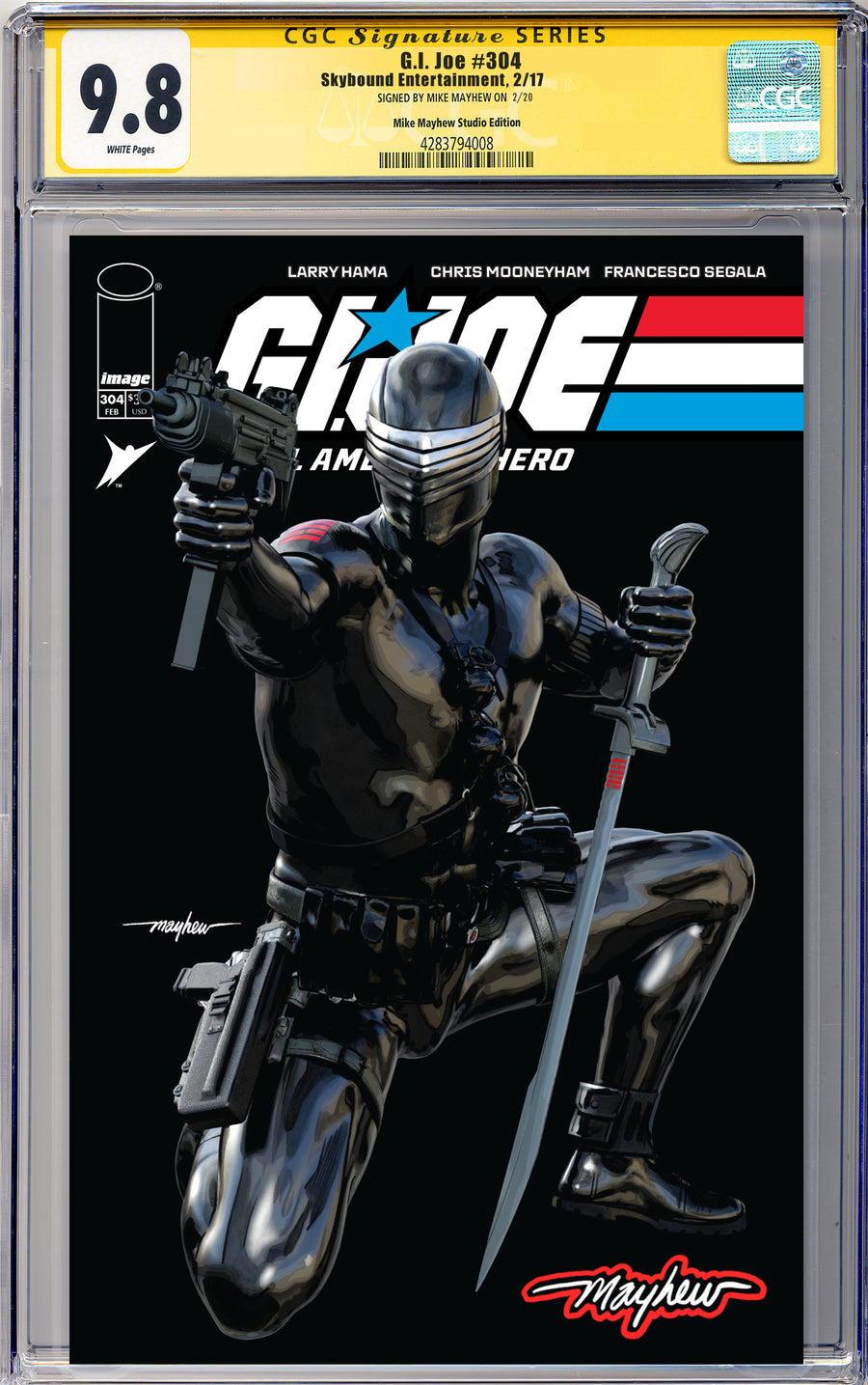 G.I. JOE: A REAL AMERICAN HERO #304 Mike Mayhew Studio Variant Cover A Trade Dress Glow Sig CGC Yellow Label Guaranteed 9.8 Graded Slab