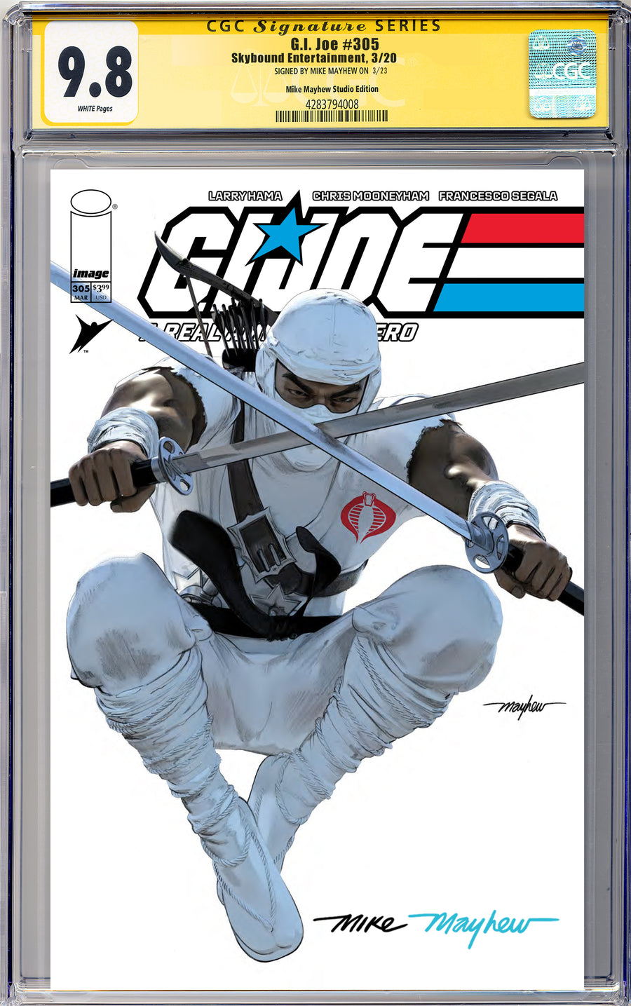 G.I. JOE: A REAL AMERICAN HERO #305 Mike Mayhew Studio Variant Cover A Trade Dress Full Duo Sig CGC Yellow Label Guaranteed 9.8 Graded Slab