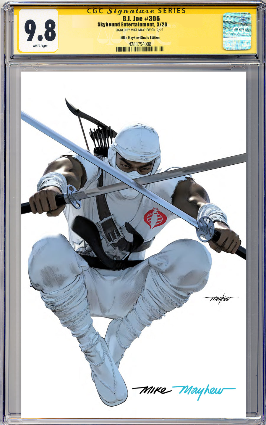 G.I. JOE: A REAL AMERICAN HERO #305 Mike Mayhew Studio Variant Cover B Virgin Full Duo Sig CGC Yellow Label Guaranteed 9.8 Graded Slab