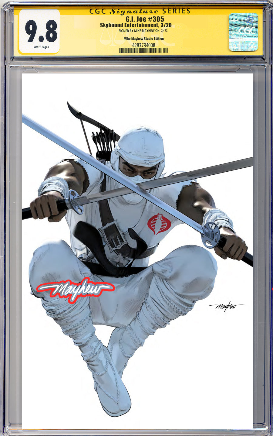 G.I. JOE: A REAL AMERICAN HERO #305 Mike Mayhew Studio Variant Cover B Virgin Glow Sig CGC Yellow Label Guaranteed 9.8 Graded Slab