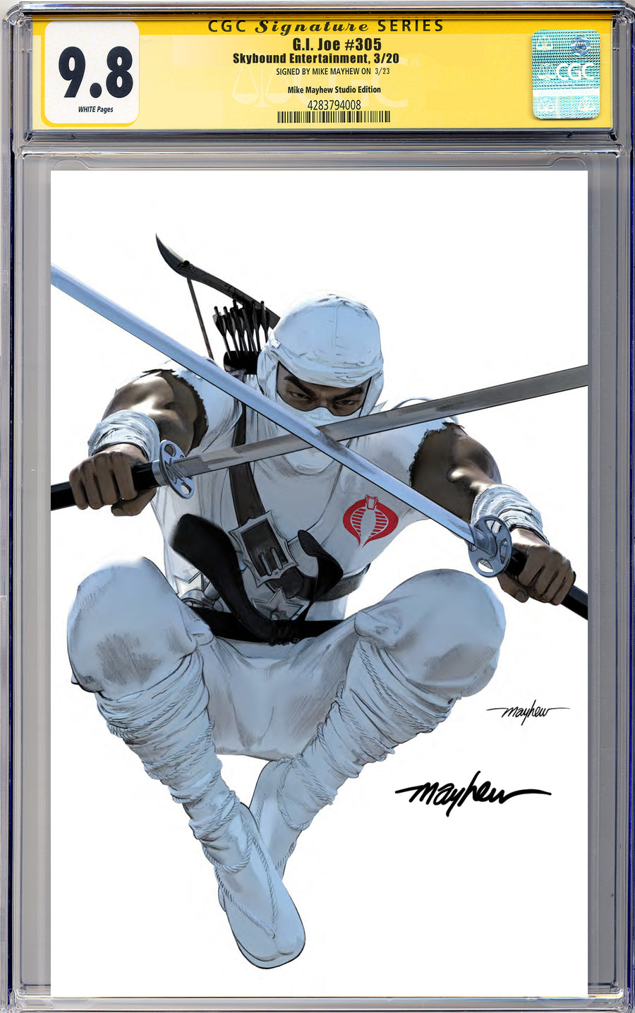 G.I. JOE: A REAL AMERICAN HERO #305 Mike Mayhew Studio Variant Cover B Virgin Regular Sig CGC Yellow Label Guaranteed 9.8 Graded Slab
