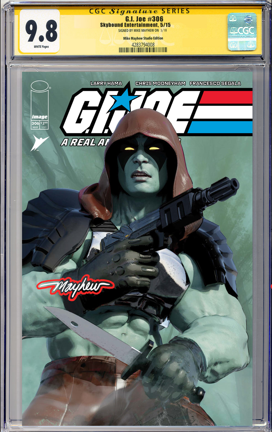 G.I. JOE: A REAL AMERICAN HERO #306 Mike Mayhew Studio Variant Cover A Trade Dress Glow Sig CGC Yellow Label Guaranteed 9.8 Graded Slab