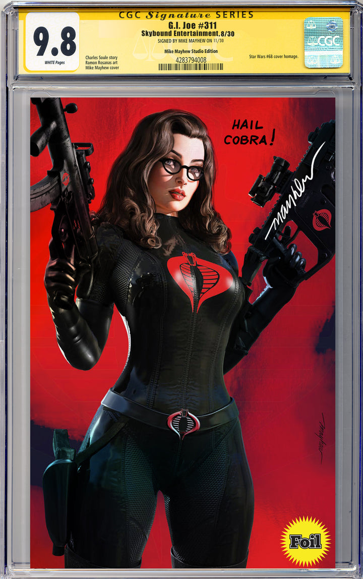 G.I. JOE #311 Megacon Baroness Foil Variant LTD 750 copies "Hail Cobra!" Quote CGC Yellow Label CGC Yellow Label Guaranteed 9.8 Graded Slab
