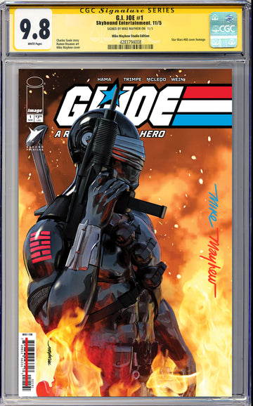 G.I. JOE: A REAL AMERICAN #1 Facsimile Edition Mike Mayhew Studio Cover A FULL DUO Sig CGC Yellow Label Guaranteed 9.8 Graded Slab