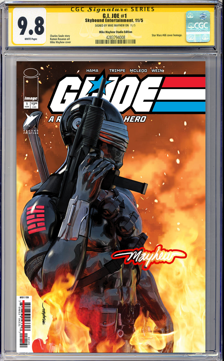 G.I. JOE: A REAL AMERICAN #1 Facsimile Edition Mike Mayhew Studio Cover A GLOW Sig CGC Yellow Label Guaranteed 9.8 Graded Slab