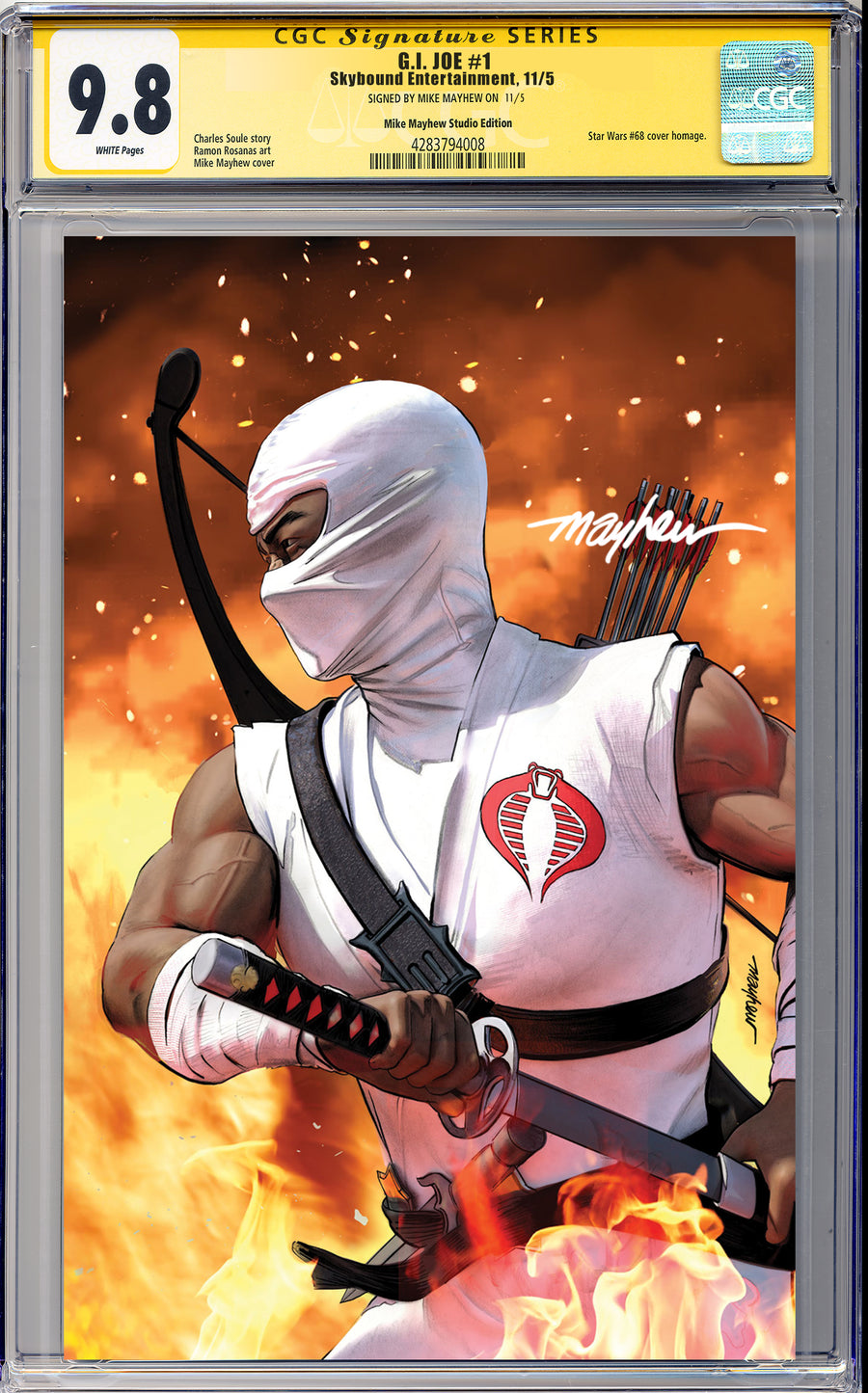 G.I. JOE: A REAL AMERICAN #1 Facsimile Edition Mike Mayhew Studio Cover B Regular Sig CGC Yellow Label Guaranteed 9.8 Graded Slab