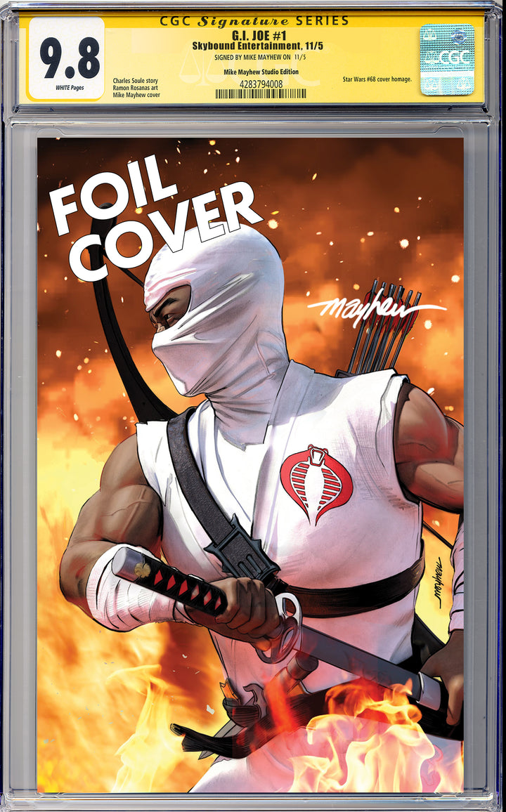 G.I. JOE: A REAL AMERICAN #1 Facsimile Edition Mike Mayhew Studio Foil Cover D Regular Sig CGC Yellow Label Guaranteed 9.8 Graded Slab