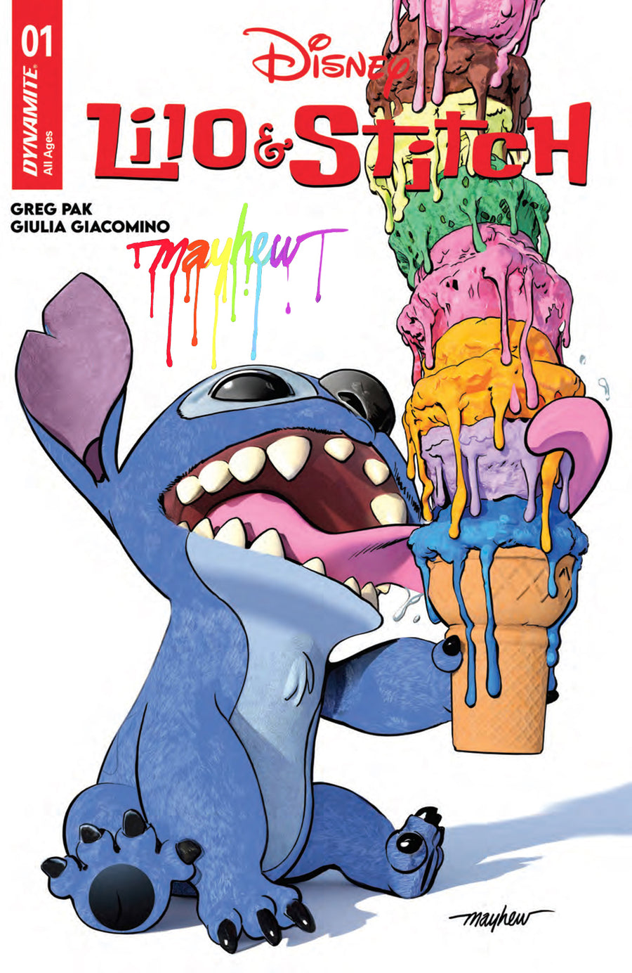 LILO & STITCH #1 Mike Mayhew Studio Variant Cover A Rainbow Drip Sig with COA