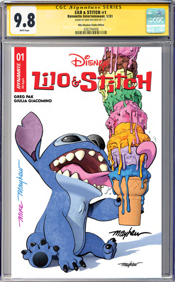 LILO & STITCH #1 Mike Mayhew Studio Variant Cover A Trade Dress Full Duo Sig CGC Yellow Label 9.6 and Above Graded Slab