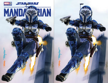 STAR WARS: THE MANDALORIAN SEASON 2 #3 Mike Mayhew Studio Variant Set of Cover A Trade Dress and B Virgin Full Duo Signed with COA