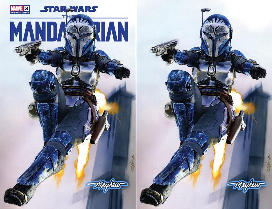 STAR WARS: THE MANDALORIAN SEASON 2 #3 Mike Mayhew Studio Variant Set of Cover A Trade Dress and B Virgin Saber Glow Sig with COA