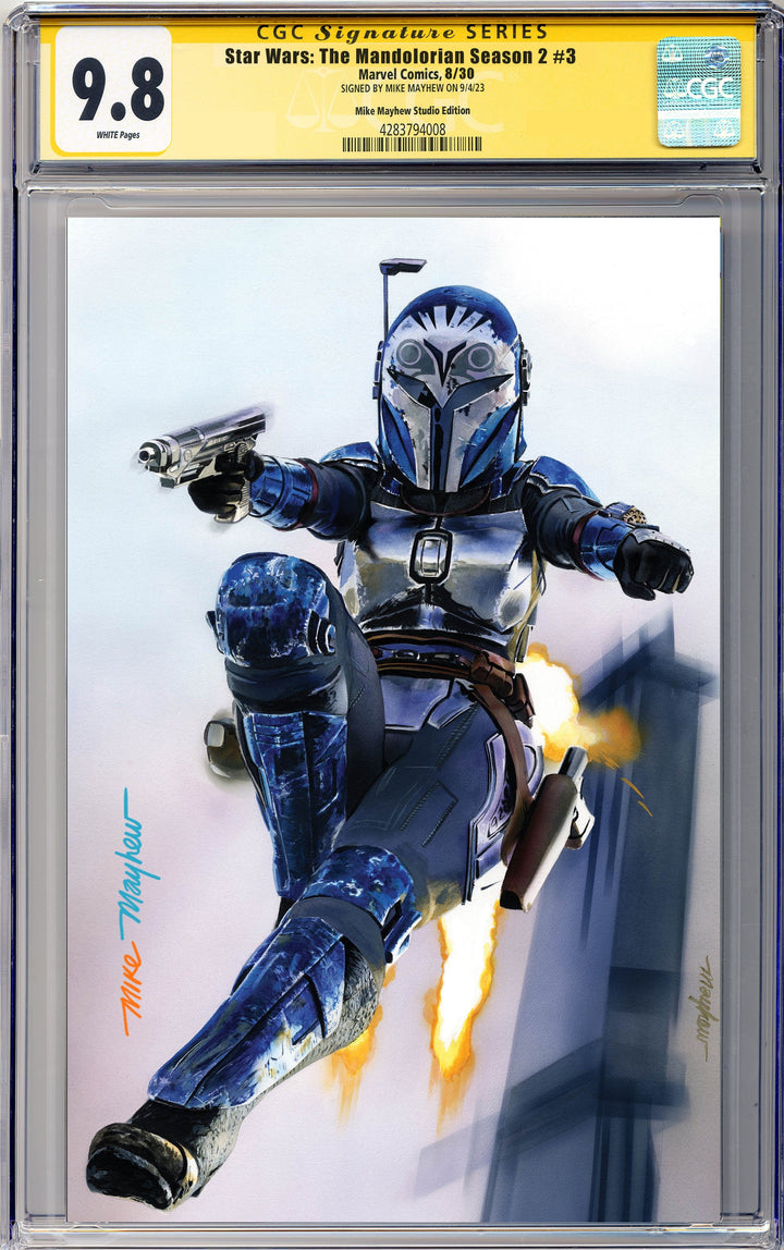 STAR WARS: THE MANDALORIAN SEASON 2 #3 Mike Mayhew Studio Variant Cover B Virgin Full Duo Sig CGC Yellow Label Guaranteed 9.8 Graded Slab