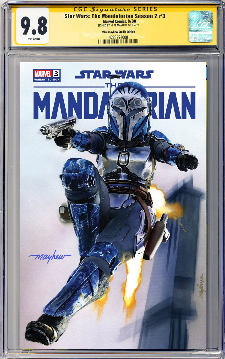 STAR WARS: THE MANDALORIAN SEASON 2 #3 Mike Mayhew Studio Variant Cover A Trade Dress Regular Sig CGC Yellow Label 9.6 and Above Graded Slab