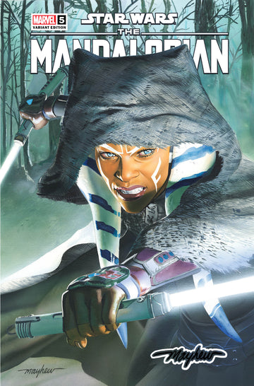 STAR WARS: THE MANDALORIAN SEASON 2 #5 Mike Mayhew Studio Variant Cover A Trade Dress Darksaber Glow Sig with COA