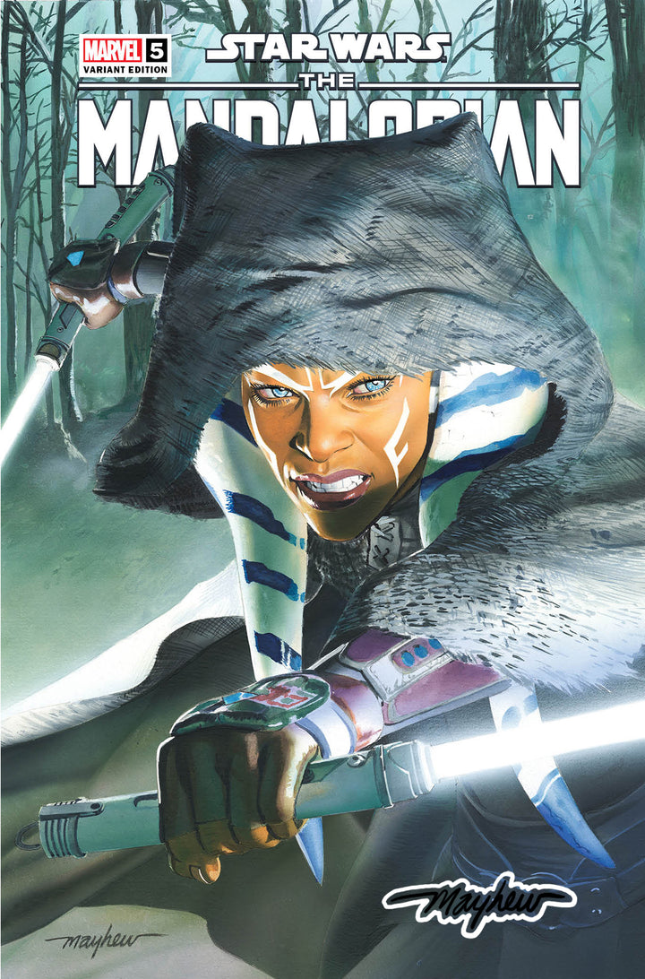 STAR WARS: THE MANDALORIAN SEASON 2 #5 Mike Mayhew Studio Variant Cover A Trade Dress Darksaber Glow Sig with COA
