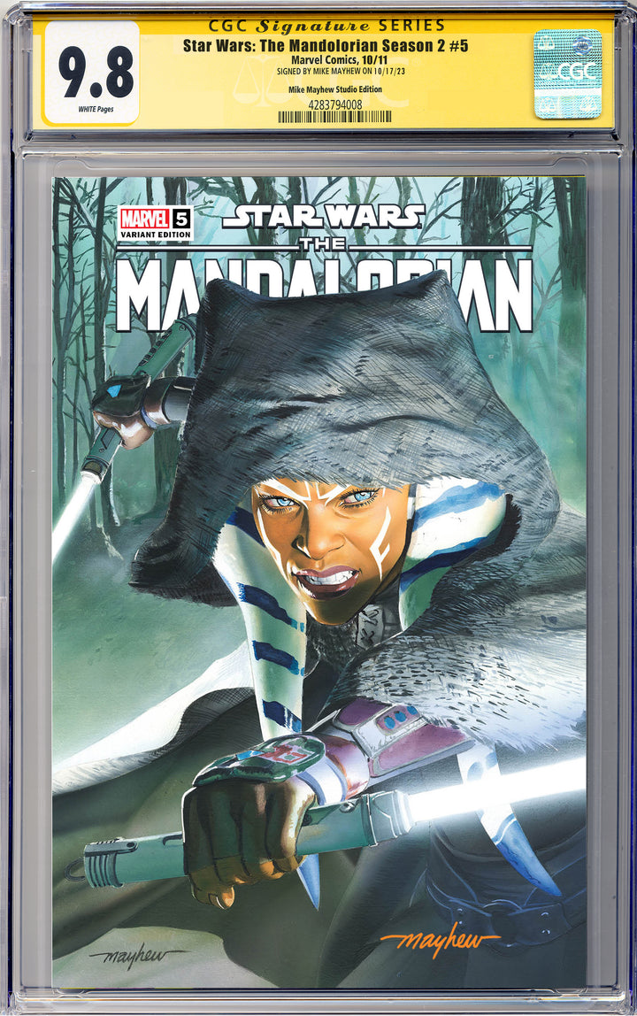 STAR WARS: THE MANDALORIAN SEASON 2 #5 Mike Mayhew Studio Variant Cover A Trade Dress Regular Sig CGC Yellow Label Guaranteed 9.8 Graded Slab