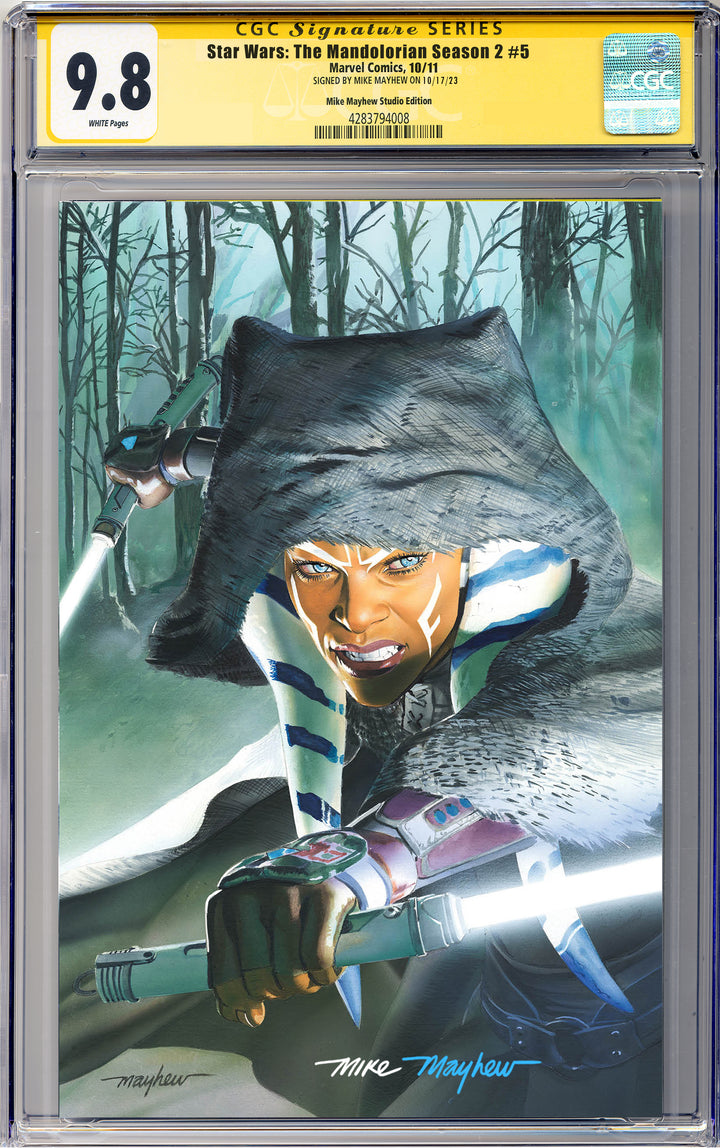 STAR WARS: THE MANDALORIAN SEASON 2 #5 Mike Mayhew Studio Variant Cover B Virgin Full Duo Sig CGC Yellow Label Guaranteed 9.8 Graded Slab