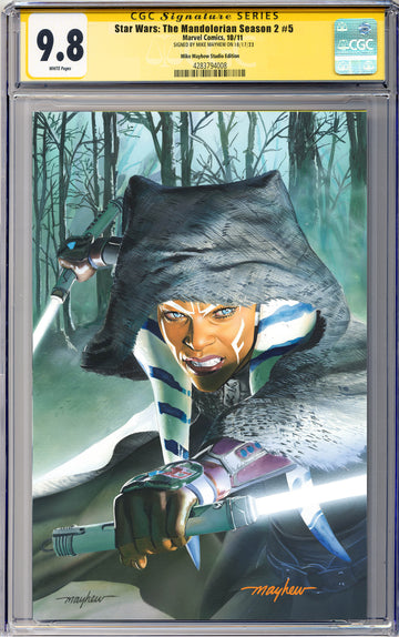 STAR WARS: THE MANDALORIAN SEASON 2 #5 Mike Mayhew Studio Variant Cover B Regular Sig CGC Yellow Label Guaranteed 9.8 Graded Slab