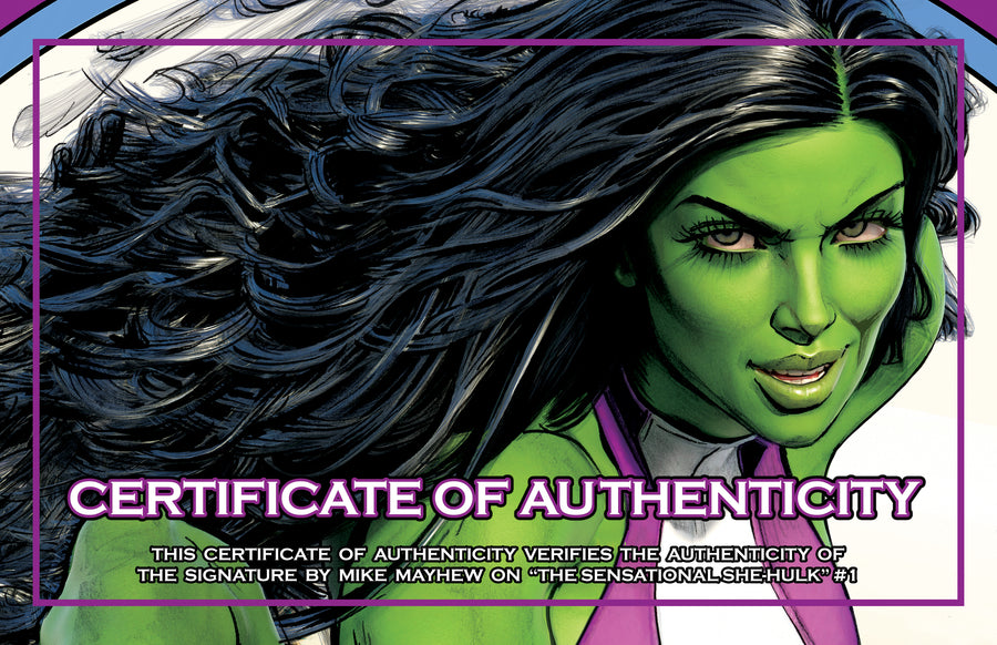 THE SENSATIONAL SHE-HULK #1 Mike Mayhew Studio Variant Cover A Trade Dress She-Hulk Glow Sig with COA