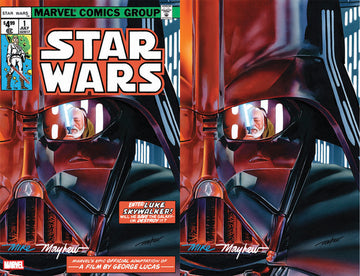 STAR WARS 1977 #1 FACSIMILE EDITION Mike Mayhew Studio Set of Trade Dress and Virgin JEDI Full Duo Signed with COA