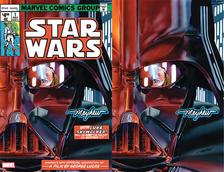 STAR WARS 1977 #1 FACSIMILE EDITION Mike Mayhew Studio Set of Trade Dress and Virgin JEDI Glow Signed with COA