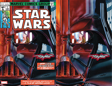 STAR WARS 1977 #1 FACSIMILE EDITION Mike Mayhew Studio Set of Trade Dress and Virgin SITH Glow Signed with COA