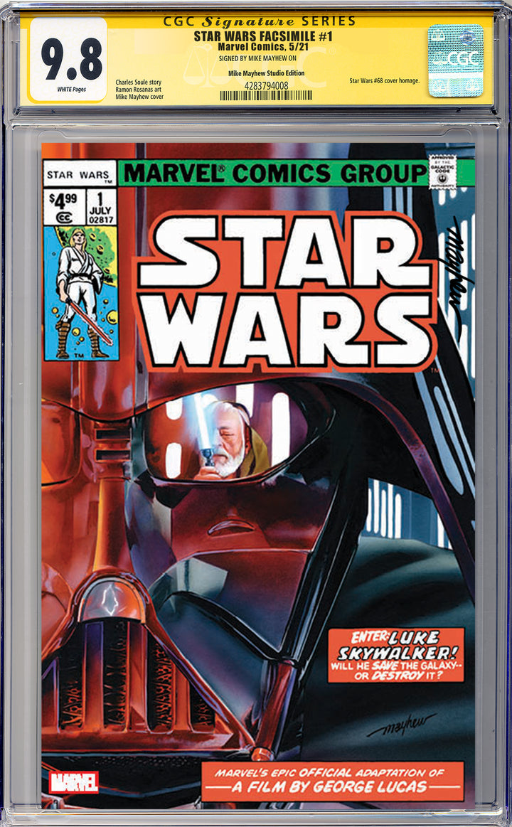STAR WARS 1977 #1 FACSIMILE EDITION Mike Mayhew Studio Trade Dress Signed and CGC Signature Series Guarantee 9.8