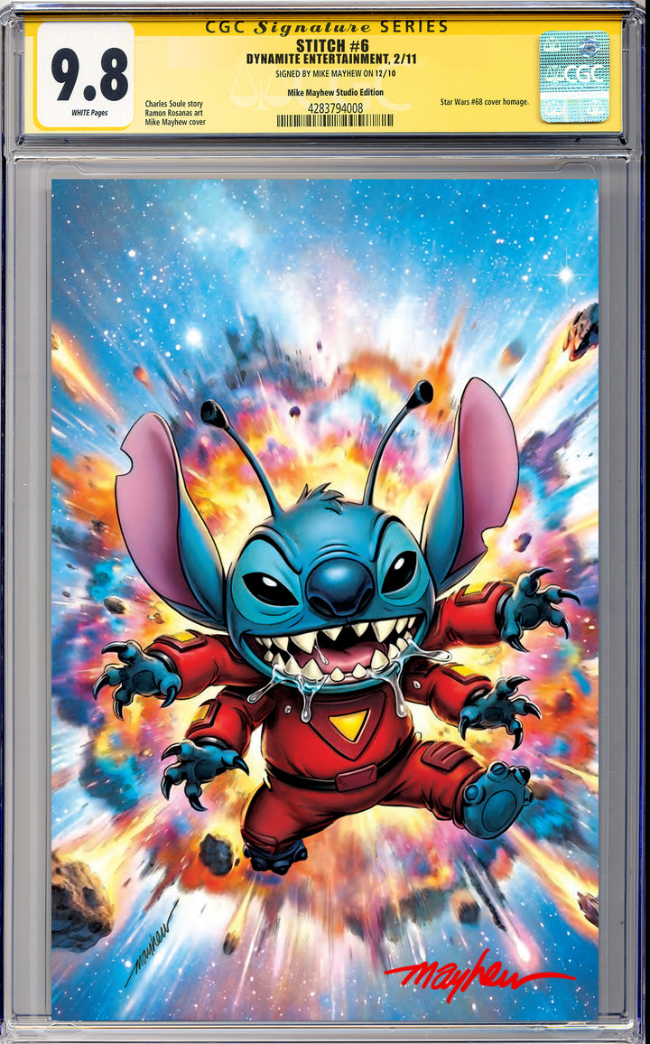 STITCH #6 Mike Mayhew Studio Variant Cover B Virgin SIGNED CGC Yellow Label Guaranteed 9.8 Graded Slab