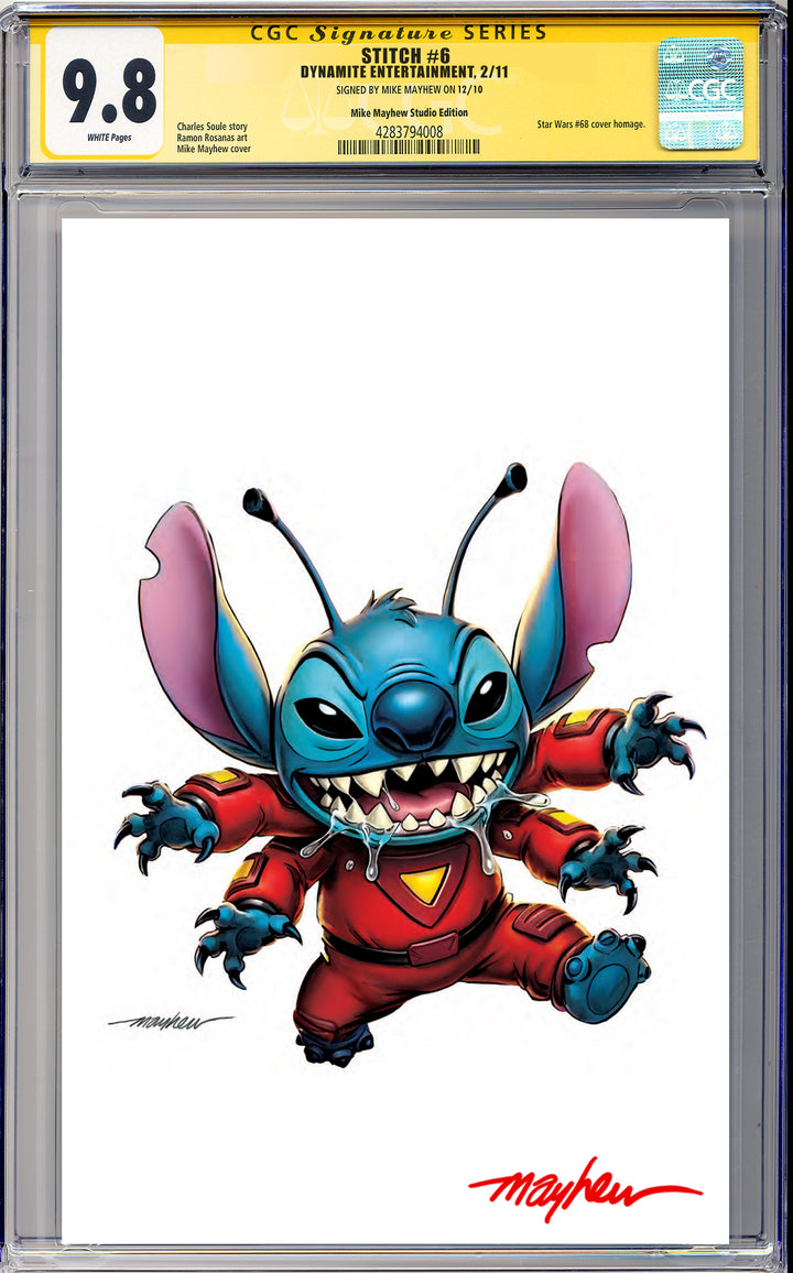 STITCH #6 Mike Mayhew Studio Variant Cover C White Virgin SIGNED CGC Yellow Label Guaranteed 9.8 Graded Slab
