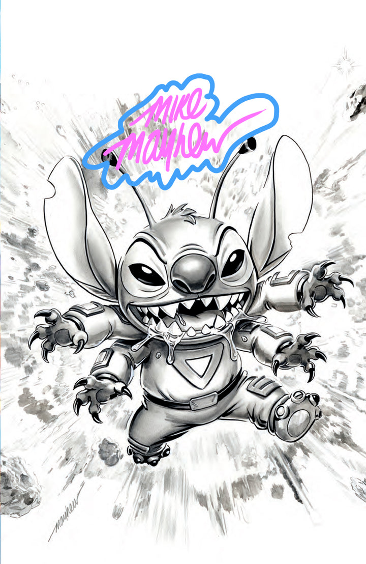 STITCH #6 Mike Mayhew Studio Variant Black & White Sketch Cover D BUBBLEGUM DUO GLOW SIG with COA