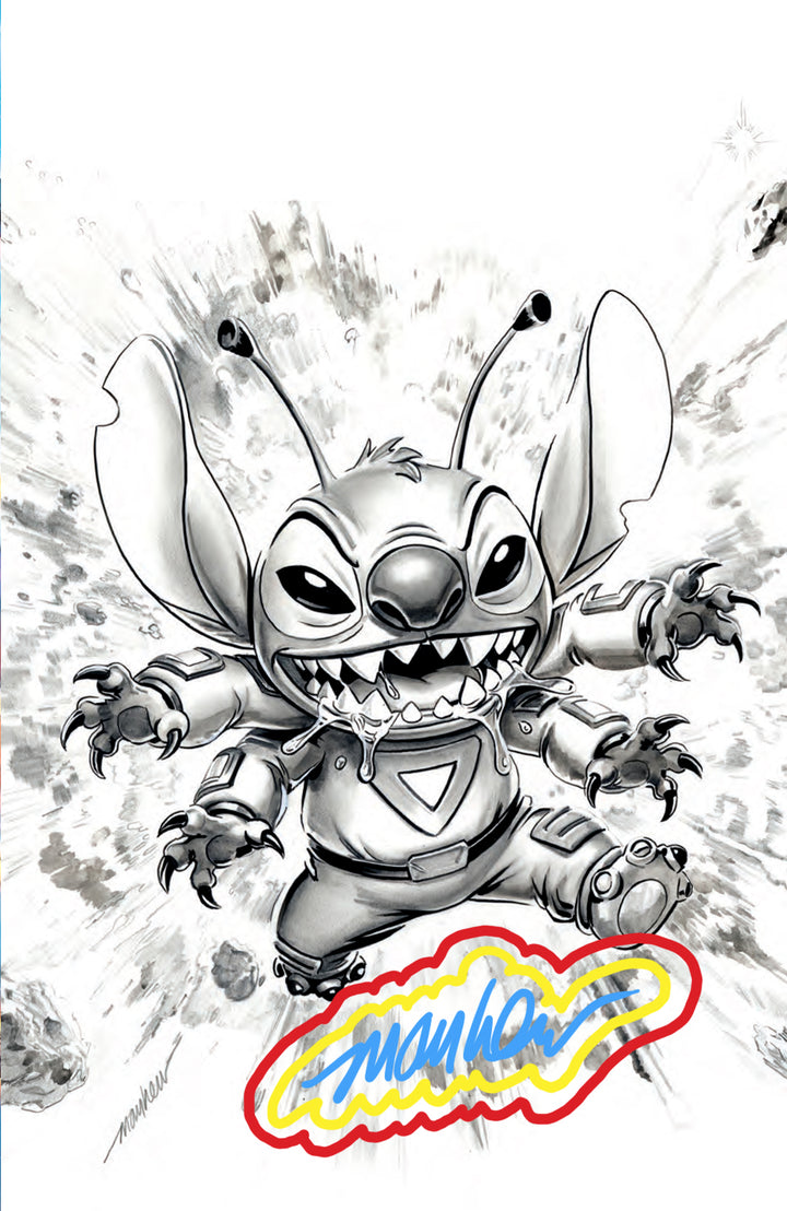 STITCH #6 Mike Mayhew Studio Variant Black & White Sketch Cover D DOUBLE GLOW SIG with COA