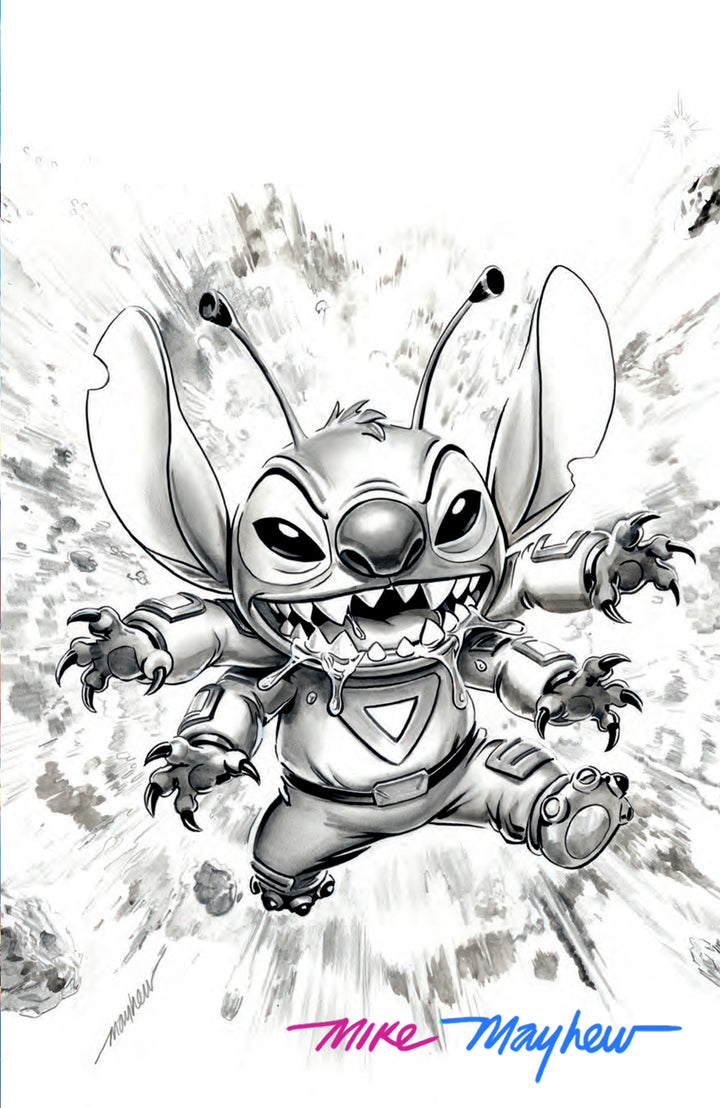 STITCH #6 Mike Mayhew Studio Variant Black & White Sketch Cover D FULL DUO SIG with COA