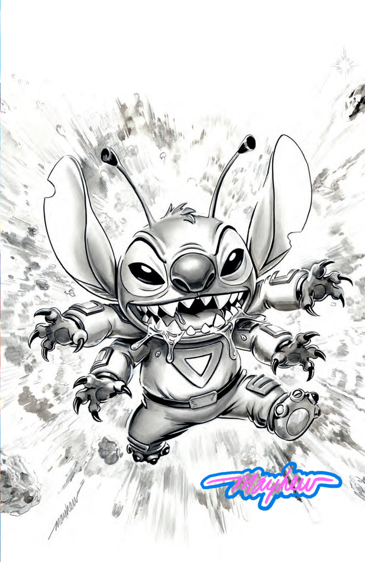 STITCH #6 Mike Mayhew Studio Variant Black & White Sketch Cover D GLOW SIG with COA
